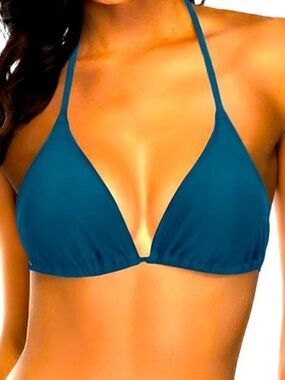 Tempt Me Teal Triangle Bikini Top, Size L, Size L, NWT